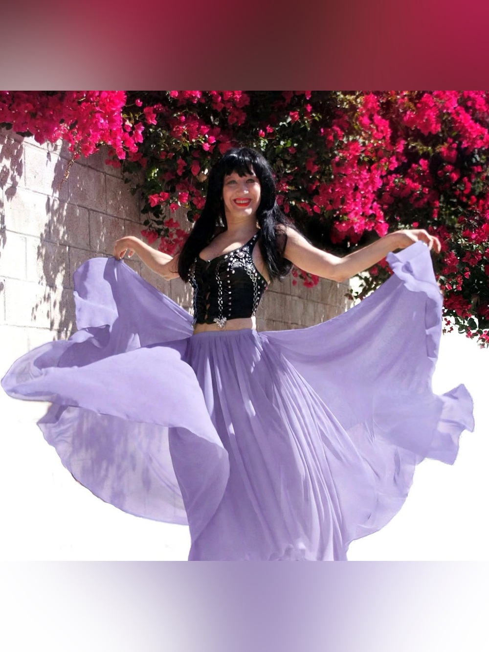 Lavender chiffon double circle skirt Ameynra design 720" New
